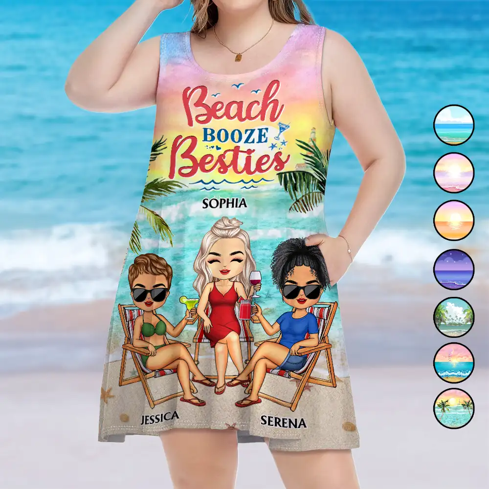 Beach Booze Besties - Personalized Sleeveless Tank Dress