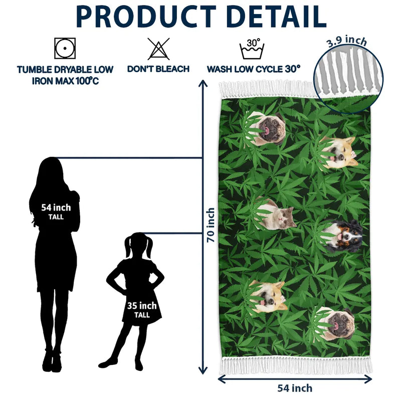 Custom Photo Funny Family Pet Face - Personalized Turkish Beach Towel