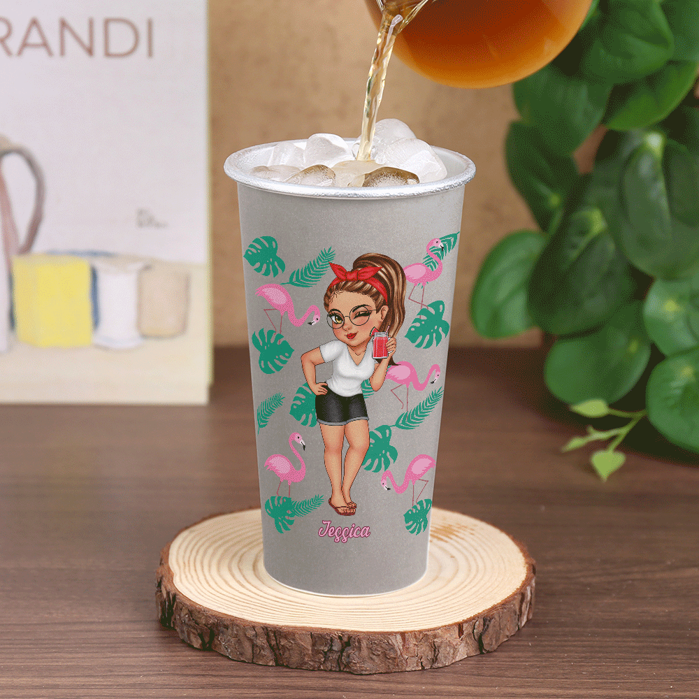 Sable et soleil, une boisson à la main – Gobelet personnalisé en aluminium à changement de couleur
