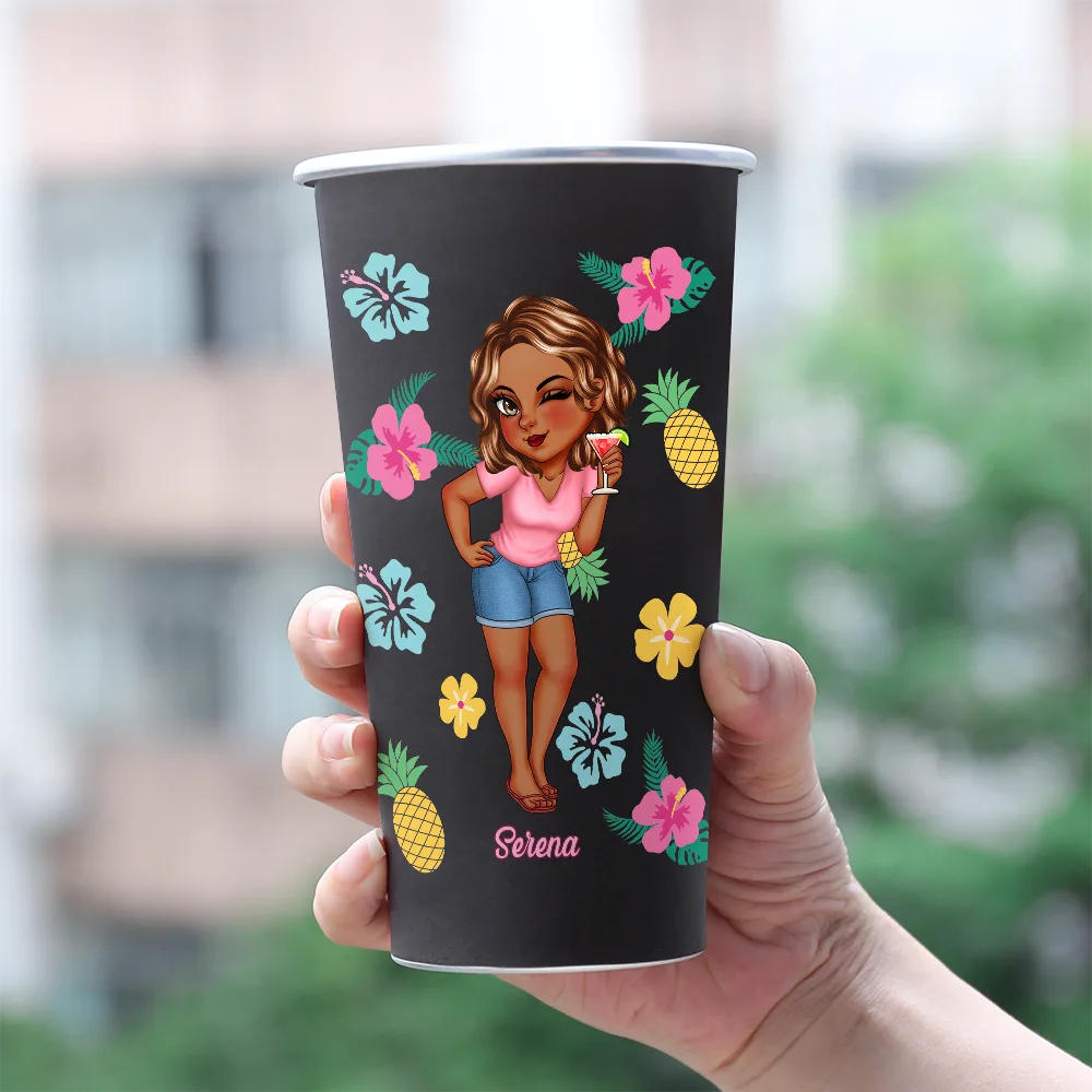 Sun Sand And A Drink In My Hand - Personalized Aluminum Color Changing Cup