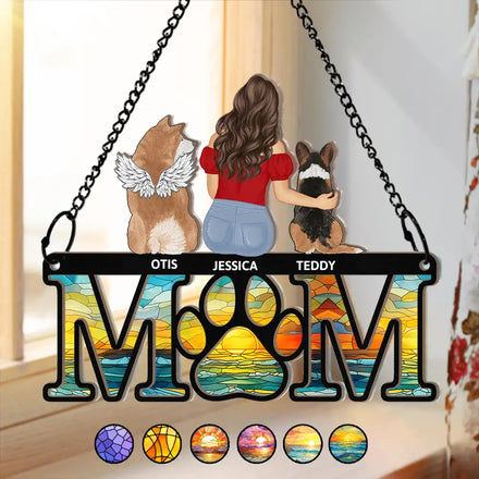 Attrape-soleil personnalisé à suspendre à une fenêtre, motif maman chien de sympathie