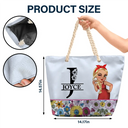 Sac de plage personnalisé avec monogramme floral tropical