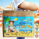 Beaching Not Teaching - Personalized Jute Tote Bag