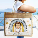 Teacher Helping Little Minds Grow - Personalized Jute Tote Bag