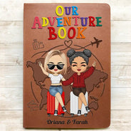 Notre carnet d'aventures Voyage en couple - Journal en cuir personnalisé