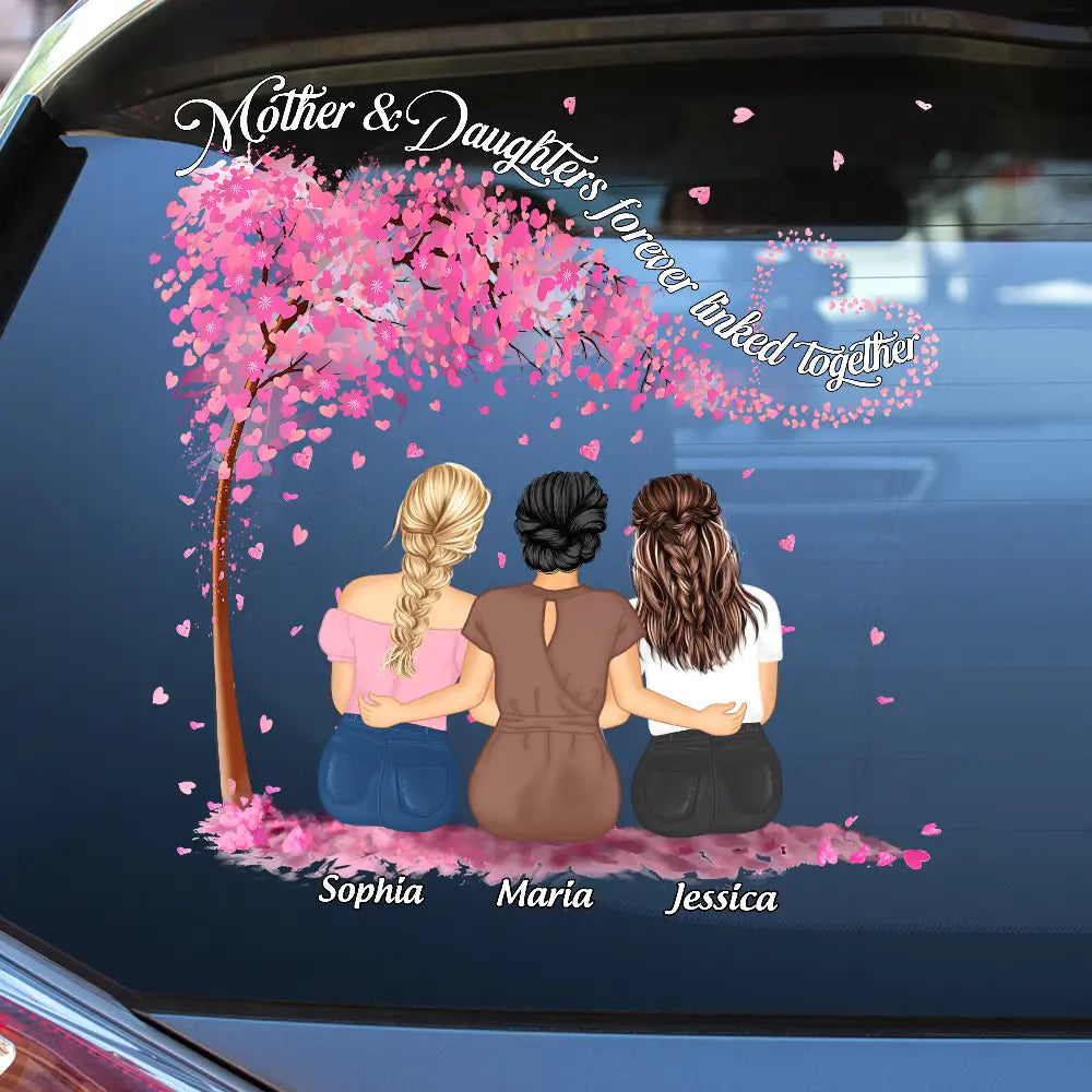 Mother & Daughters Forever Linked Together - Personalized Decor Decal