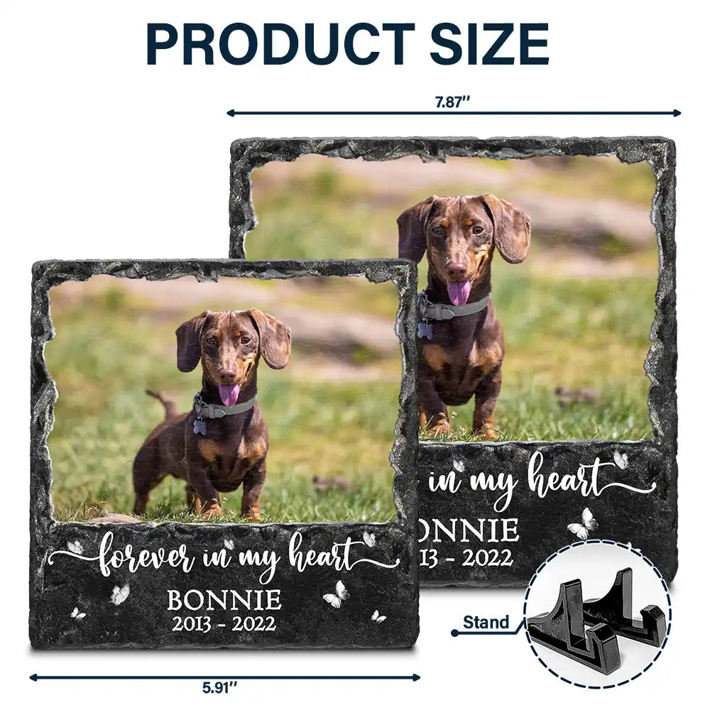 Custom Photo Forever In My Heart - Personalized Rectangle Memorial Garden Stone