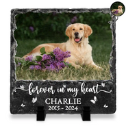 Photo personnalisée pour toujours dans mon cœur - Pierre commémorative rectangulaire personnalisée pour jardin 