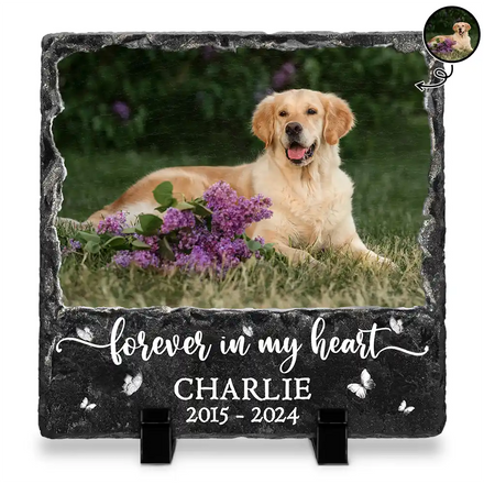 Photo personnalisée pour toujours dans mon cœur - Pierre commémorative rectangulaire personnalisée pour jardin 