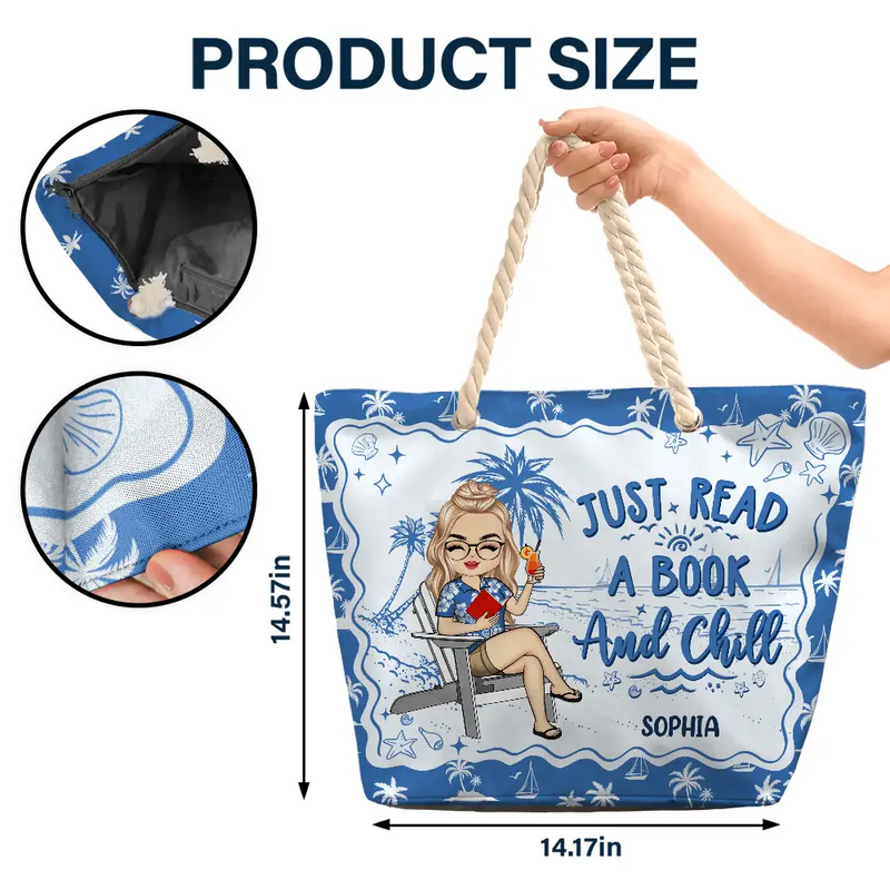Just Read A Book And Chill - Personalized Beach Bag
