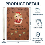 Grandma Mom Auntie Butterfly Recipe Cookbook - Personalized Leather Journal