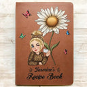 Livre de recettes de cuisine avec fleurs du mois de naissance - Journal en cuir personnalisé 