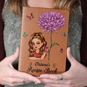 Livre de recettes de cuisine avec fleurs du mois de naissance - Journal en cuir personnalisé 