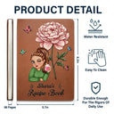 Livre de recettes de cuisine avec fleurs du mois de naissance - Journal en cuir personnalisé 