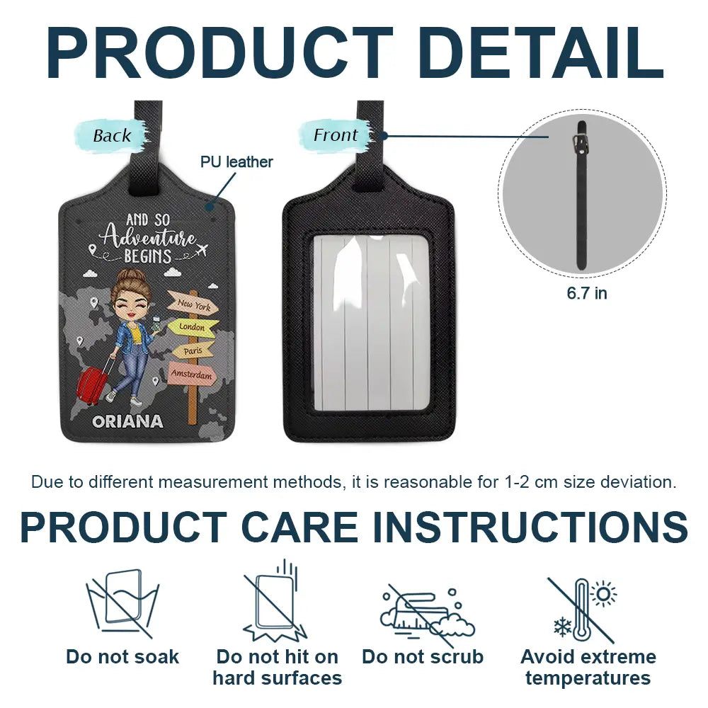 Adventure Awaits Travel Is My Therapy - Personalized Luggage Tag