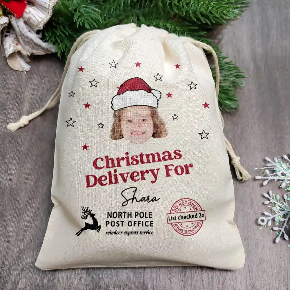 Custom Photo Christmas Delivery Gift Bag - Personalized Favor Bag