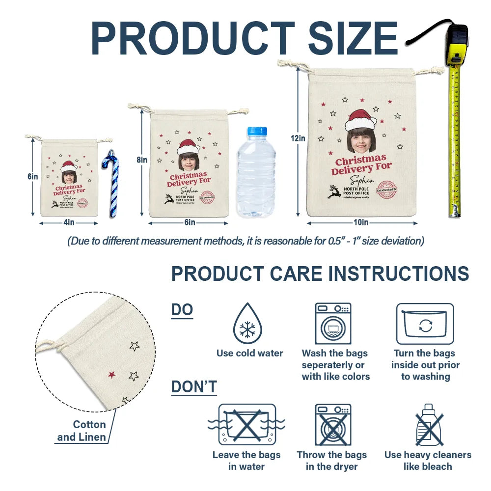 Custom Photo Christmas Delivery Gift Bag - Personalized Favor Bag