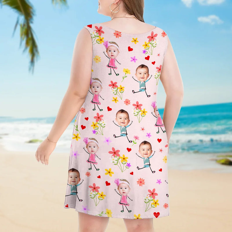 Custom Photo Bless To Be Called Grandma Nana - Personalized Sleeveless Tank Dress