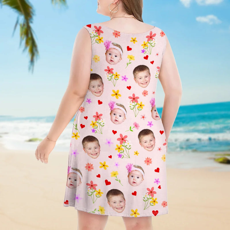 Custom Photo Bless To Be Called Grandma Nana Mom - Personalized Sleeveless Tank Dress