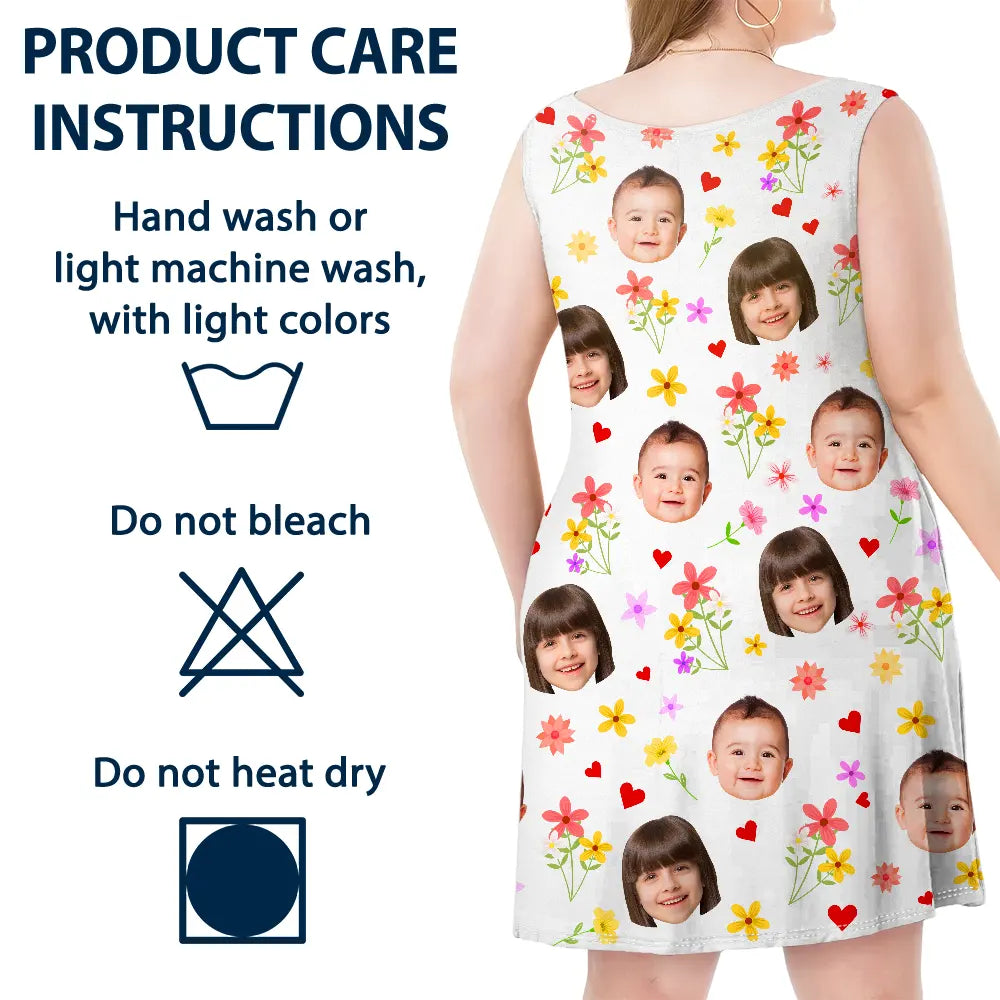 Custom Photo Bless To Be Called Grandma Nana Mom - Personalized Sleeveless Tank Dress