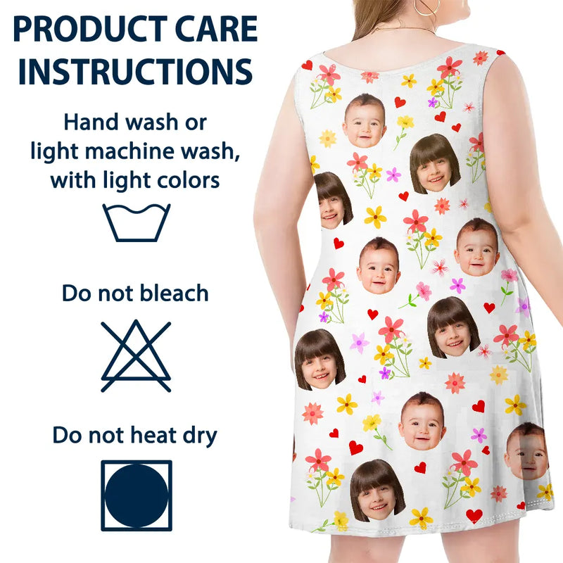 Custom Photo Bless To Be Called Grandma Nana Mom - Personalized Sleeveless Tank Dress