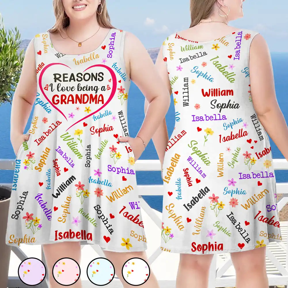 Reasons I Love Being A Grandma - Personalized Sleeveless Tank Dress