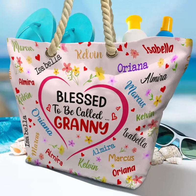 Gift For Yourself,Gift For Women,Gift For Grandma,Love,Gift For Mother - Bless To Be Called Grandma Nanny Nan - Personalised Beach Bag