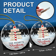 Christmas Noth Pole Family - Personalized Circle Glass Ornament