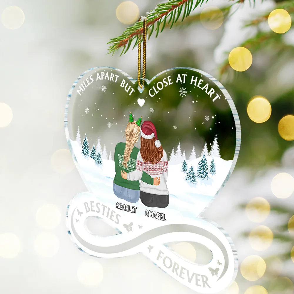 Besties Forever Not Sisters By Blood But Sisters By Heart - Personalized Custom Shaped Acrylic Ornament