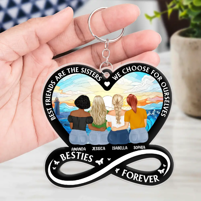 Not Sisters By Blood But Sisters By Heart - Personalized Acrylic Keychain