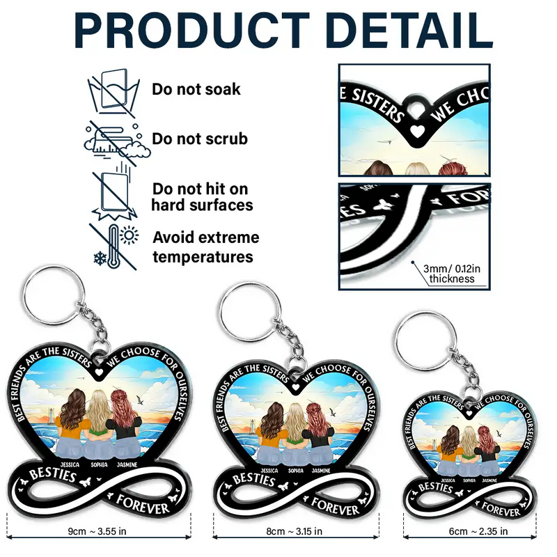 Not Sisters By Blood But Sisters By Heart - Personalized Acrylic Keychain