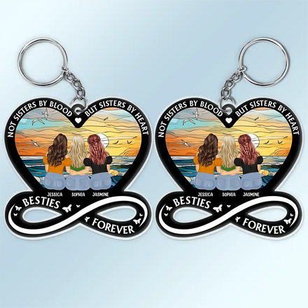 Not Sisters By Blood But Sisters By Heart - Personalized Acrylic Keychain