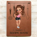 Cartoon Woman Recipe CookBook - Personalized Leather Journal