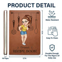 Cartoon Woman Recipe CookBook - Personalized Leather Journal