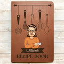 Cartoon Man Recipe CookBook - Personalized Leather Journal