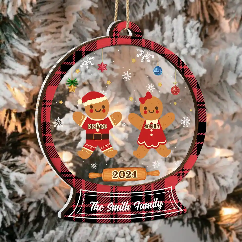 Christmas Cookies Gingerbread Family - Personalized 2-Layered Mix Ornament