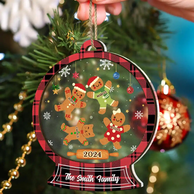 Christmas Cookies Gingerbread Family - Personalized 2-Layered Mix Ornament