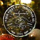 Our First Christmas As Grandparents - Personalized Circle Glass Ornament