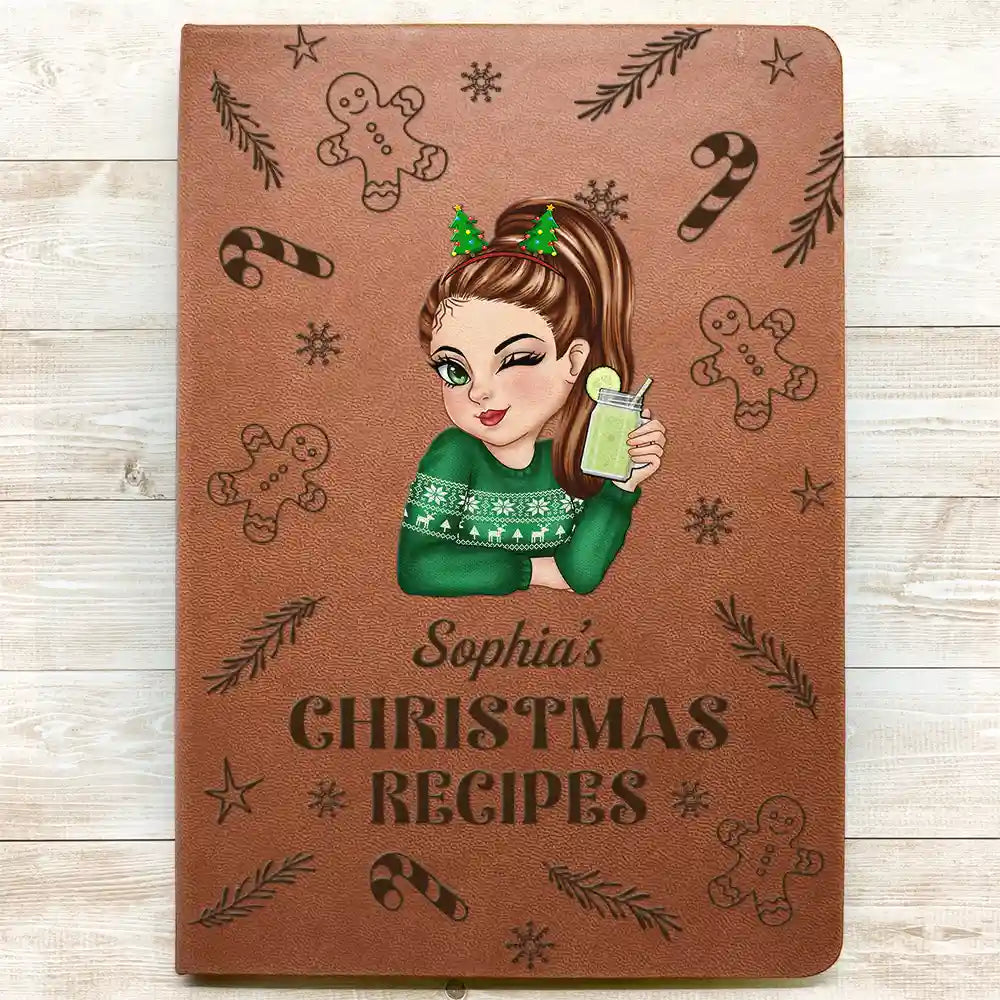 My Christmas Recipe Book - Personalized Leather Journal
