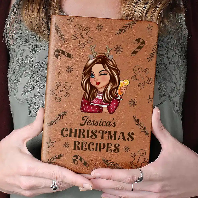 My Christmas Recipe Book - Personalized Leather Journal