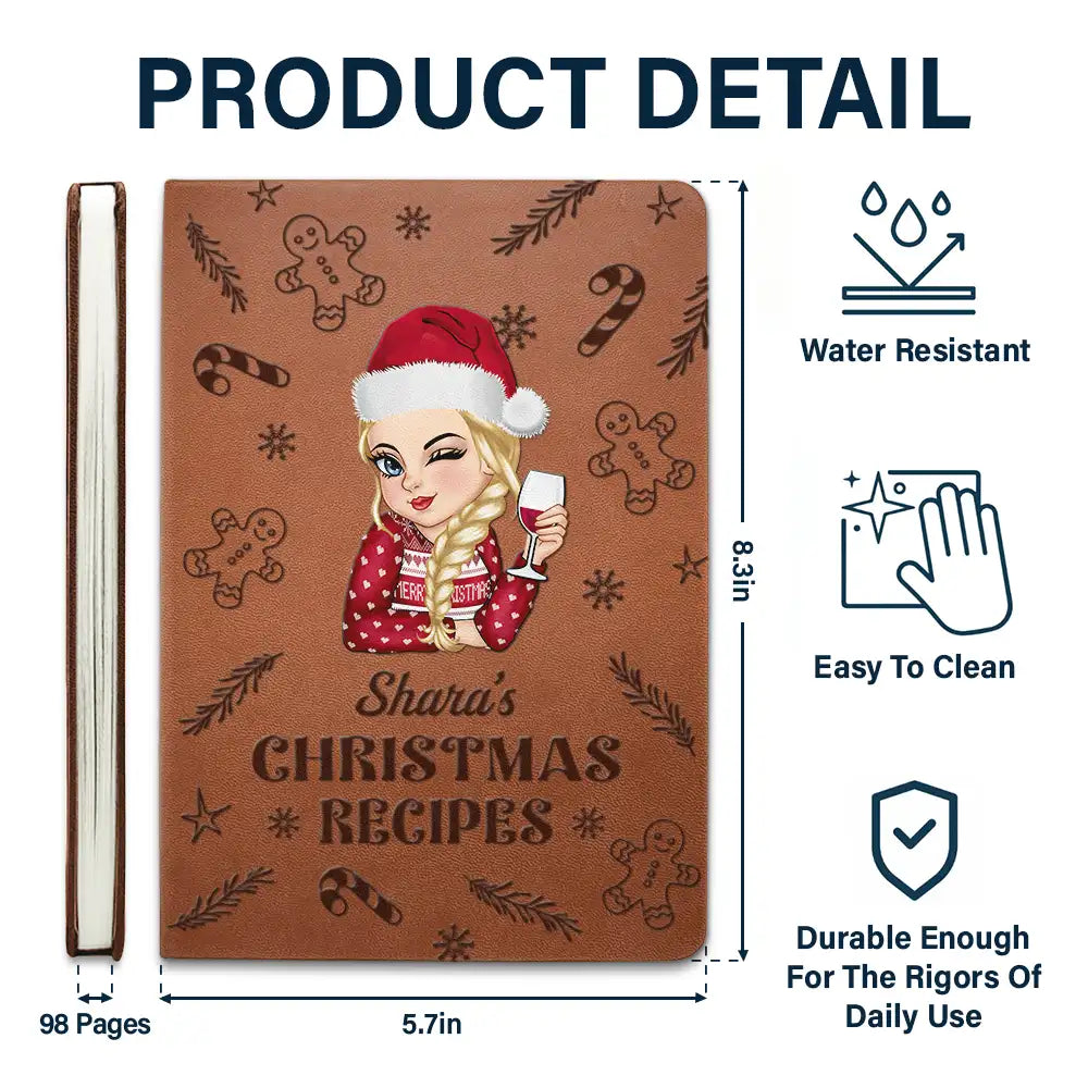 My Christmas Recipe Book - Personalized Leather Journal