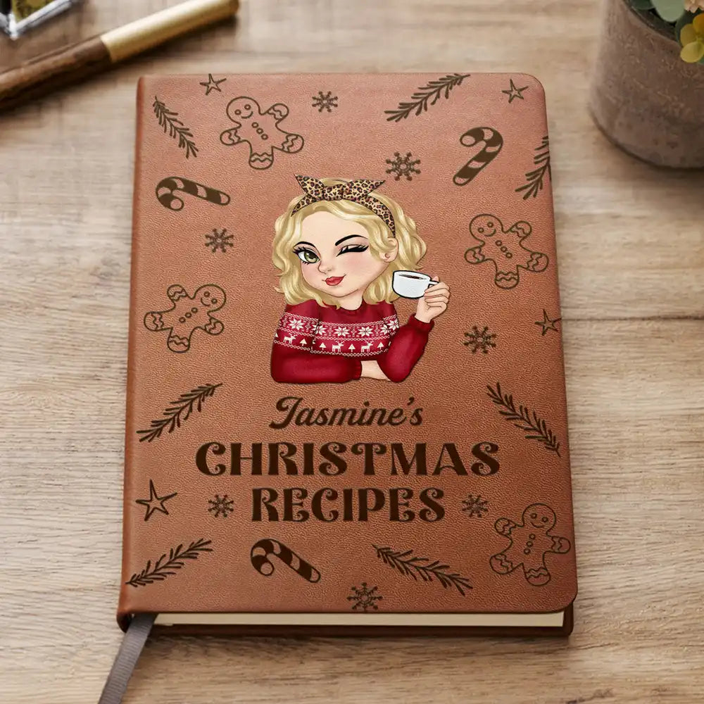 My Christmas Recipe Book - Personalized Leather Journal