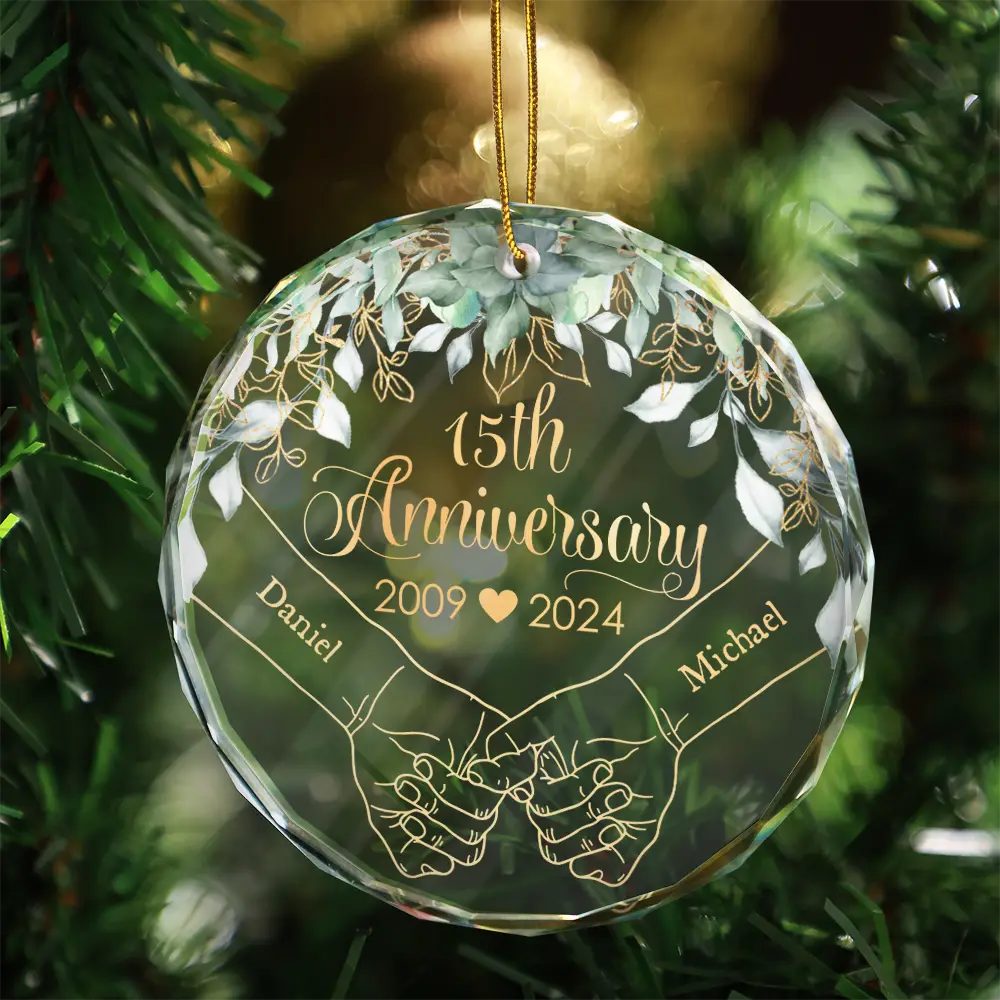 Gift For Couples - Couples Anniversary - Personalized Circle Glass Ornament