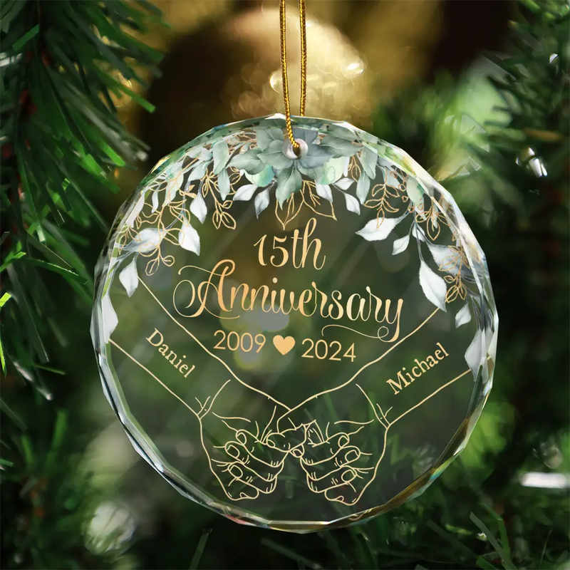 Gift For Couples - Couples Anniversary - Personalized Circle Glass Ornament