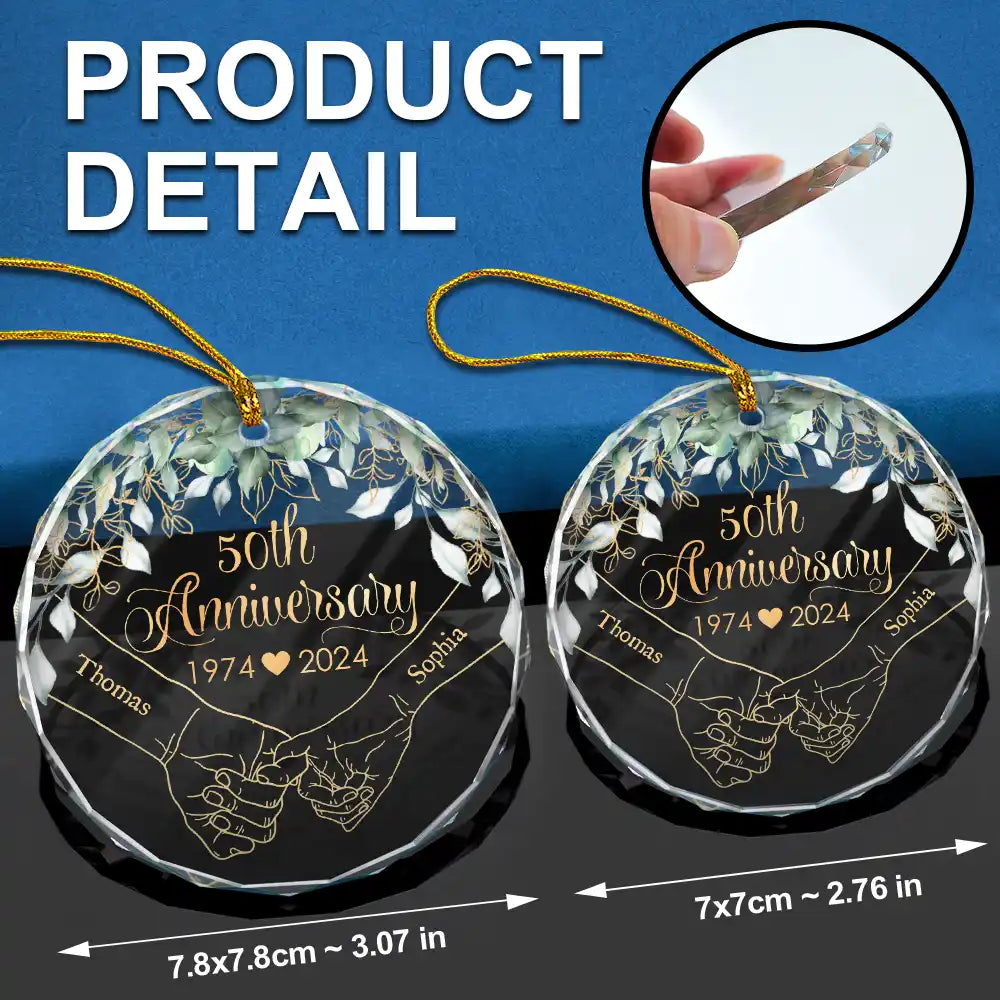 Gift For Couples - Couples Anniversary - Personalized Circle Glass Ornament