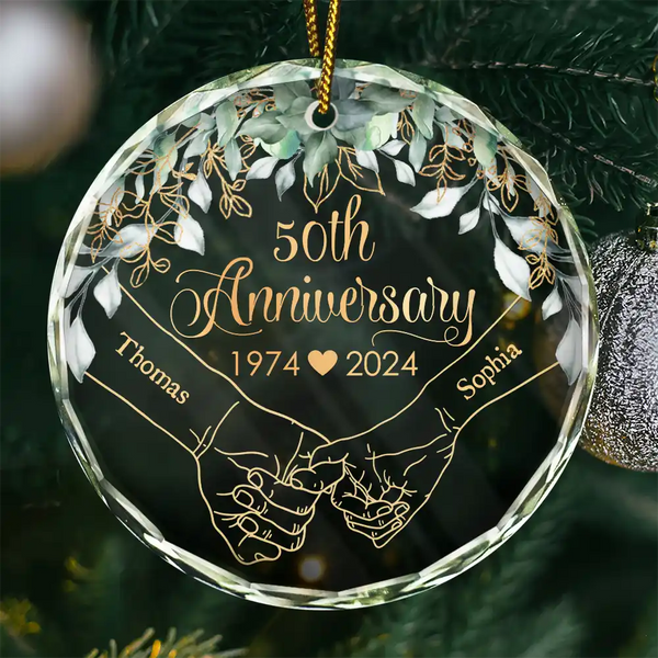 Gift For Couples - Couples Anniversary - Personalized Circle Glass Ornament