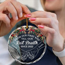 Gift For Couples - Holding Hands From Our First Kiss Till Our Last Breath - Personalized Circle Glass Ornament