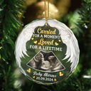 Gift For Mother - Memorial Carried For A Moment Loved For A Lifetime - Personalized Circle Glass Ornament