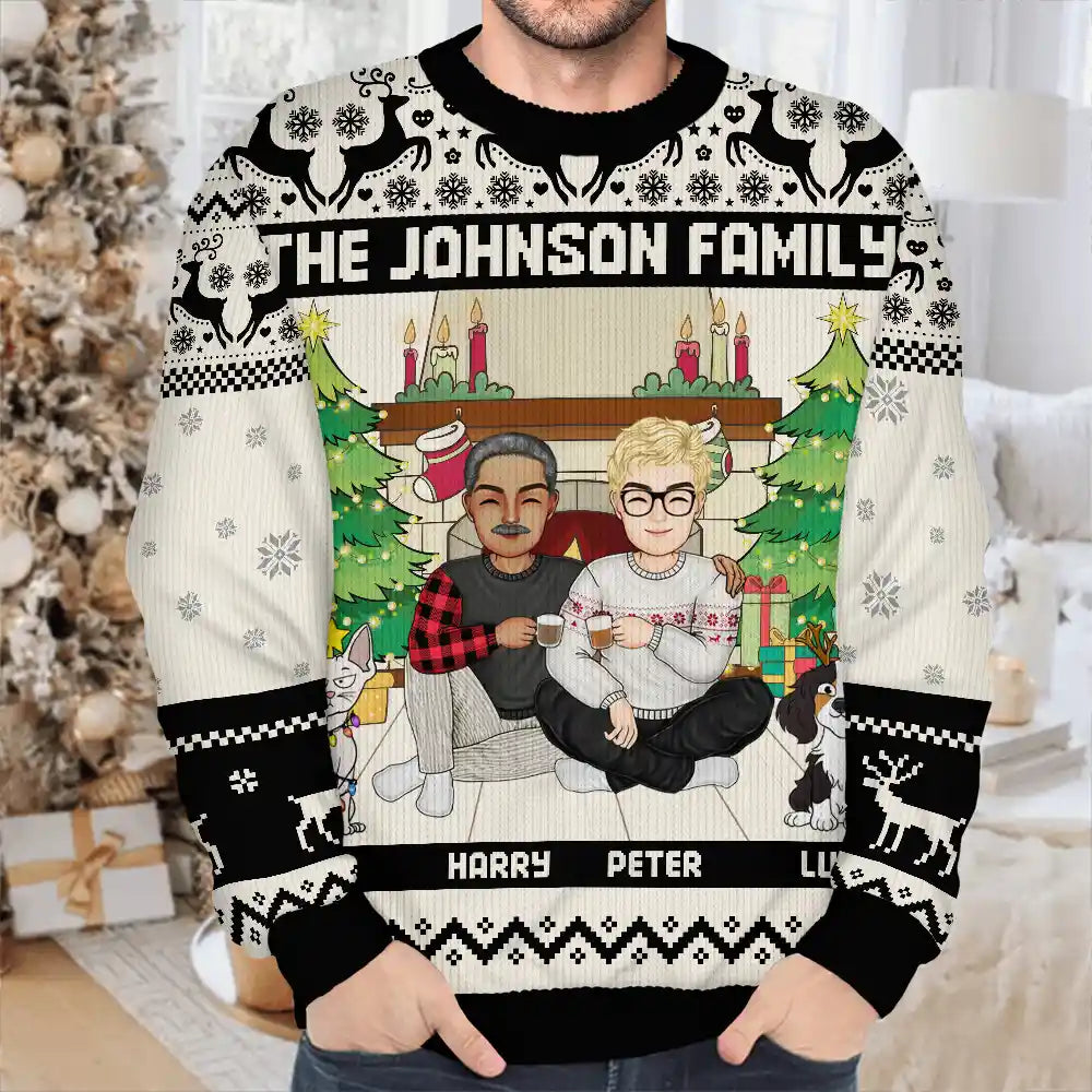 Family, Parents, Gift For Kids, Dog Lovers, Cat Lovers, Pet Lovers - Family Merry Christmas - Personalized Unisex Ugly Sweater