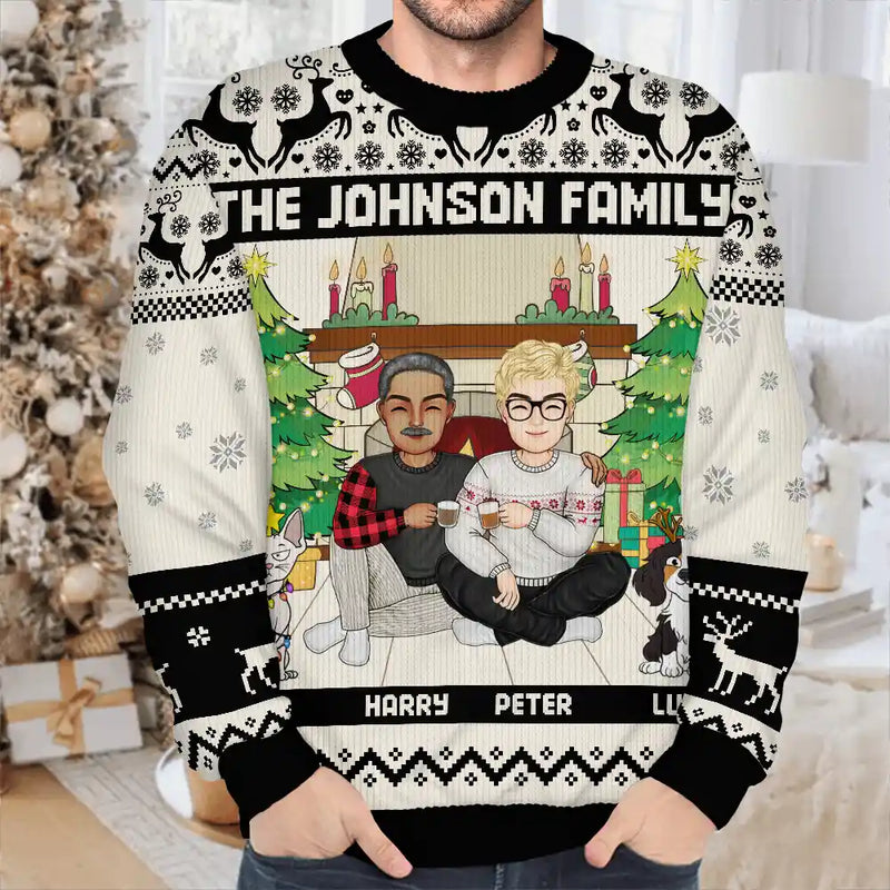 Family, Parents, Gift For Kids, Dog Lovers, Cat Lovers, Pet Lovers - Family Merry Christmas - Personalized Unisex Ugly Sweater